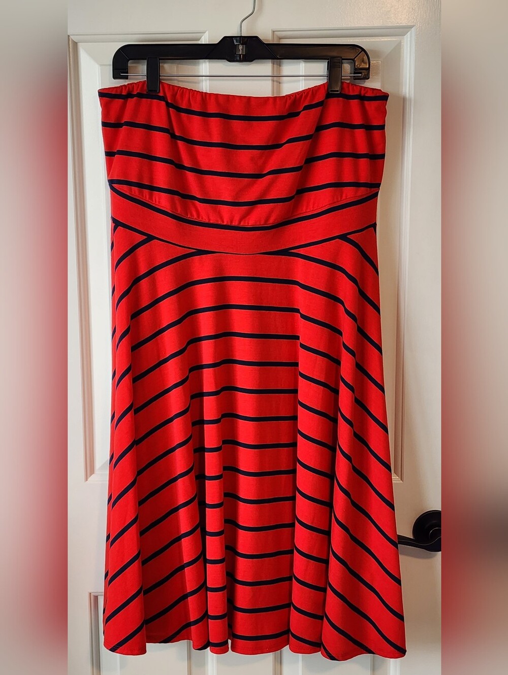 New With Tags Torrid Red Strapless Or Strappy Striped Midi Dress Plus Size 1X